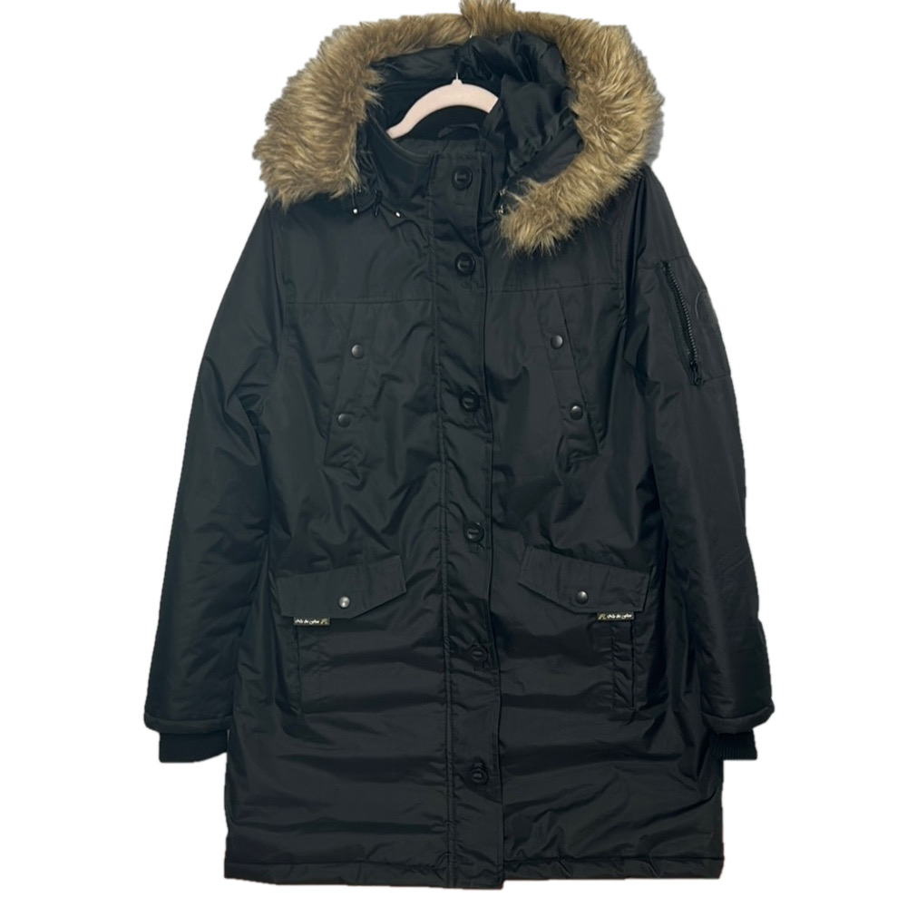 Nic & Fion Black Parka Fur Hood